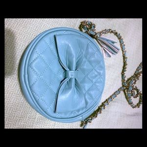 Bow Circle Mint Blue Green Quilt Purse